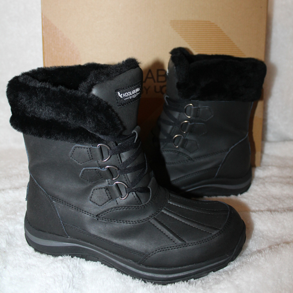 UGG KOOLABURRA LEATHER‎ WINTER BOOTS BLACK
